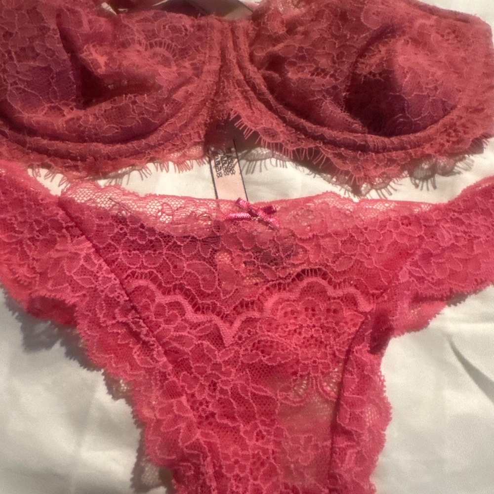 Victorias Secret Dream Angels uplift lace bra set 34D-S New